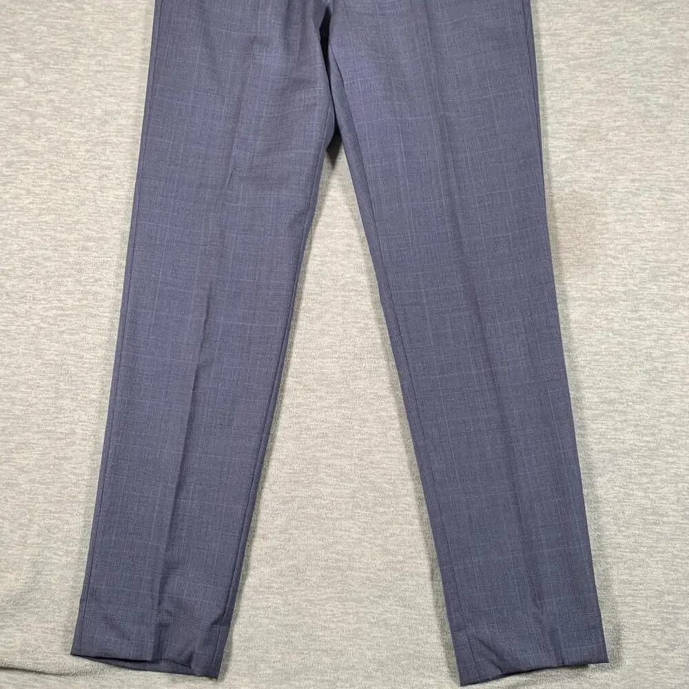 Ted Baker Dress Pants Mens 34x34 Blue Wool Check Jefferson Flat Front Canada